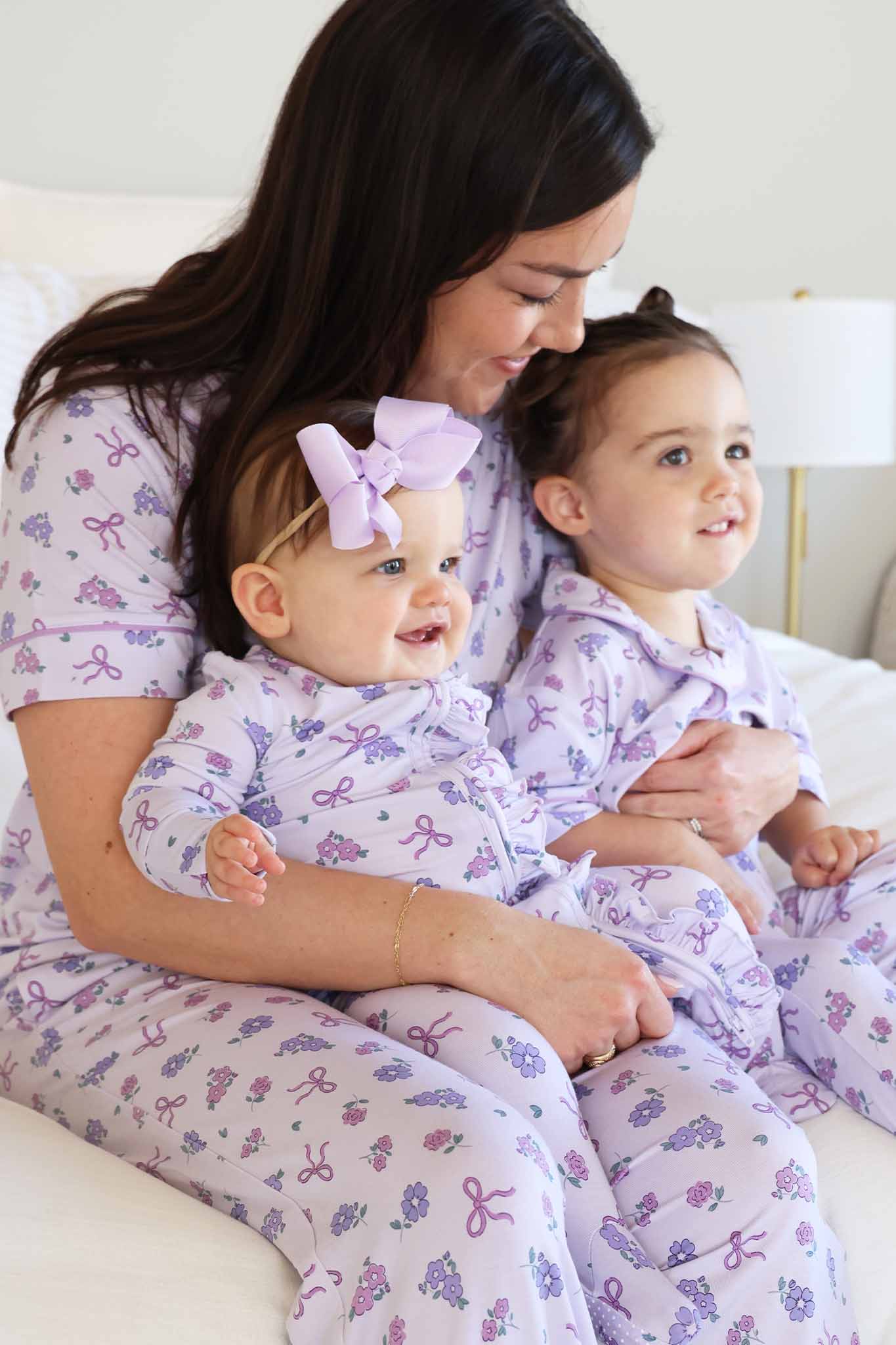 Women's Two Piece Flare Lounge Set | Ribbon & Roses Purple - Image 12