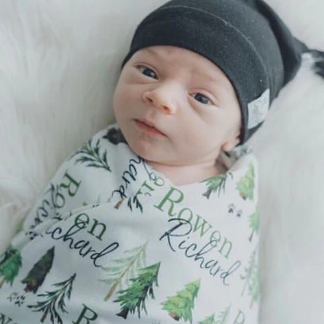 Woodland Trees Personalized Baby Name Swaddle Blanket - Image 3
