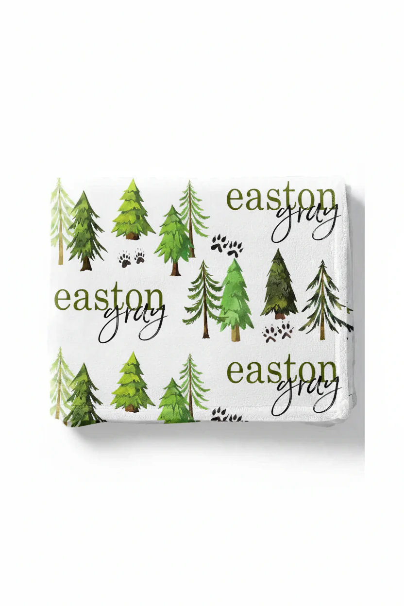 Woodland Trees Personalized Toddler Blanket