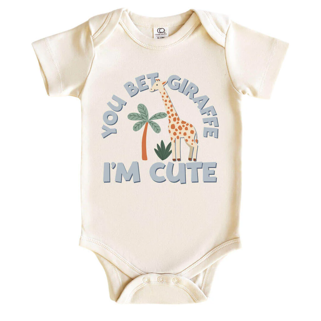 You Bet Giraffe I'm Cute Graphic Bodysuit & Kids Tee | Natural - Image 2